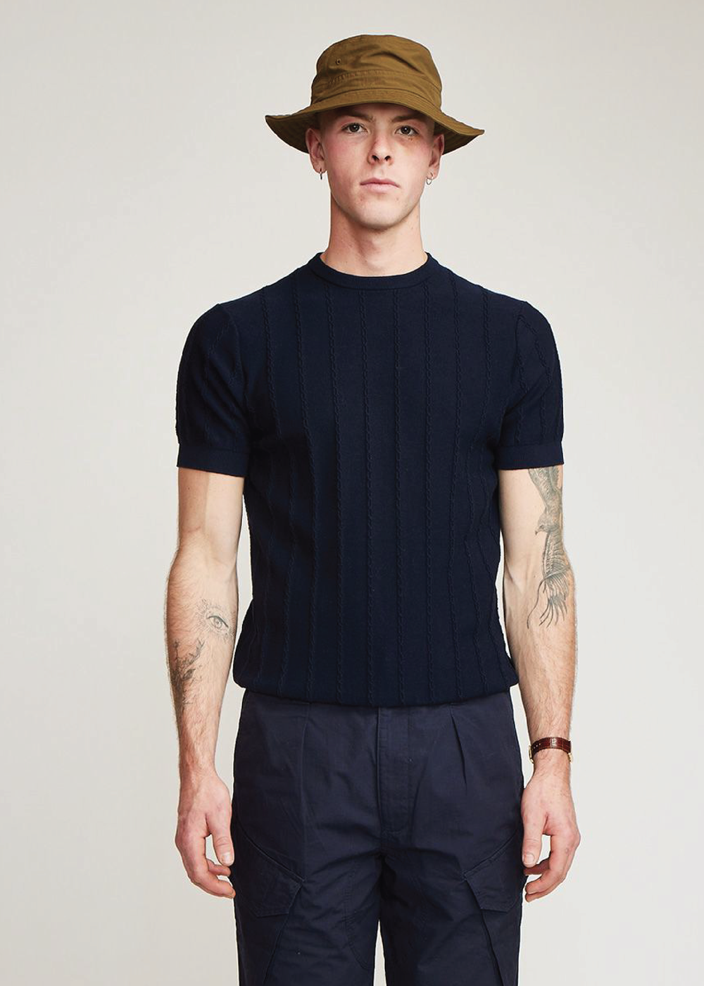 Brother Wolf Cable Tee Navy Blue | Brotherwolf | Mad About The Boy