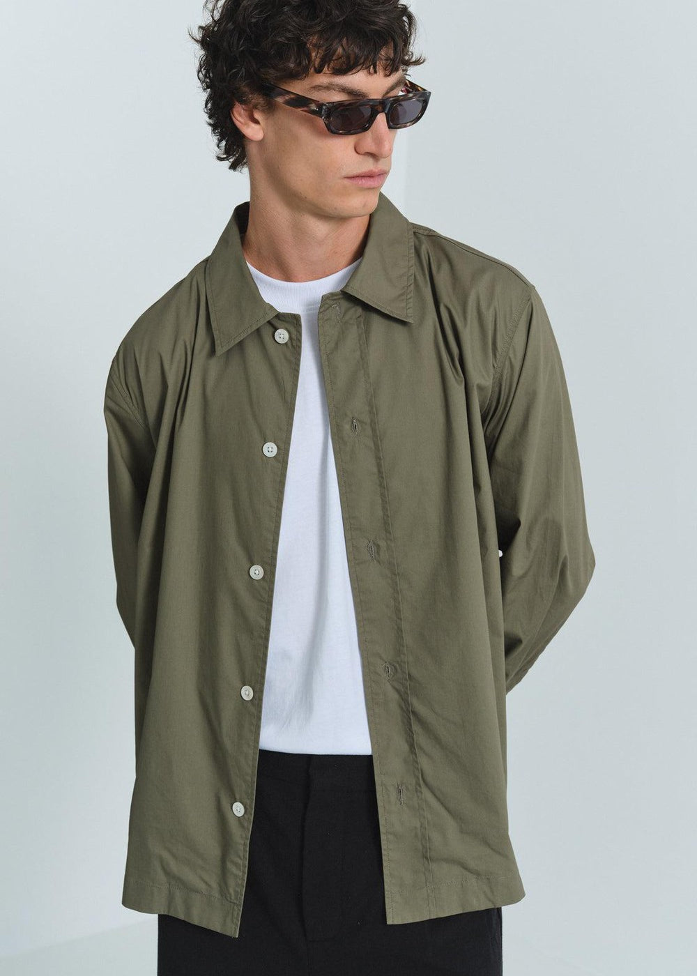 Commoners Box Fit LS Poplin Shirt / Olive | COMMONERS | Mad About The Boy