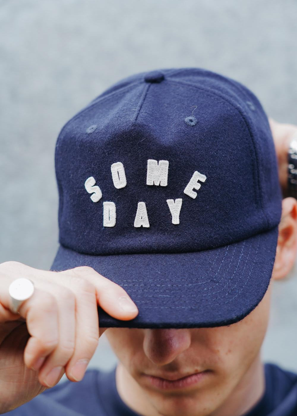 SOMEDAY FABRICATIONS SPELLOUT BALLCAP | NAVY | Someday Fabrications | Mad About The Boy