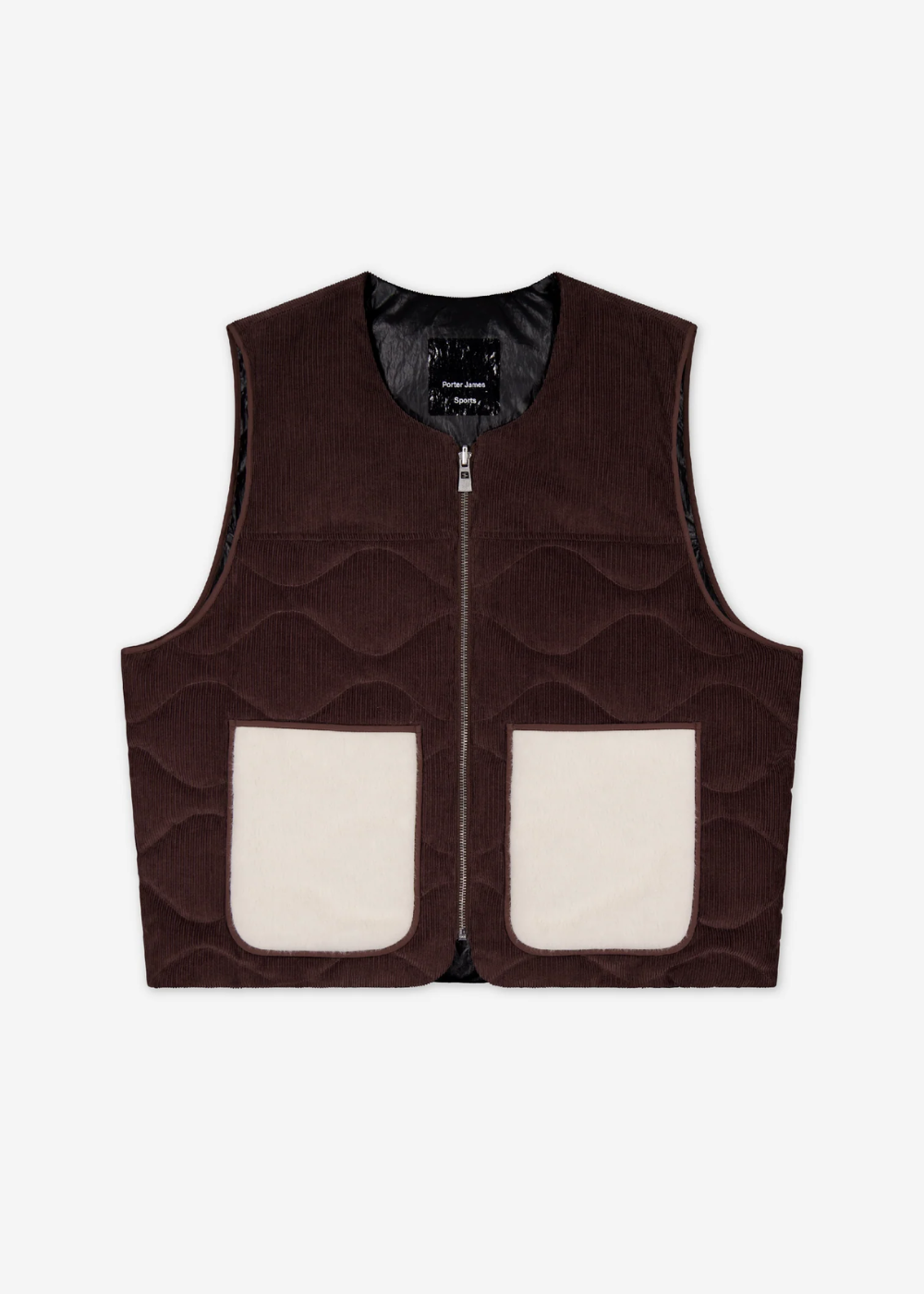 Reversible Puffer Vest - Black Gloss / Brown Cord | PORTER JAMES SPORTS | Mad About The Boy