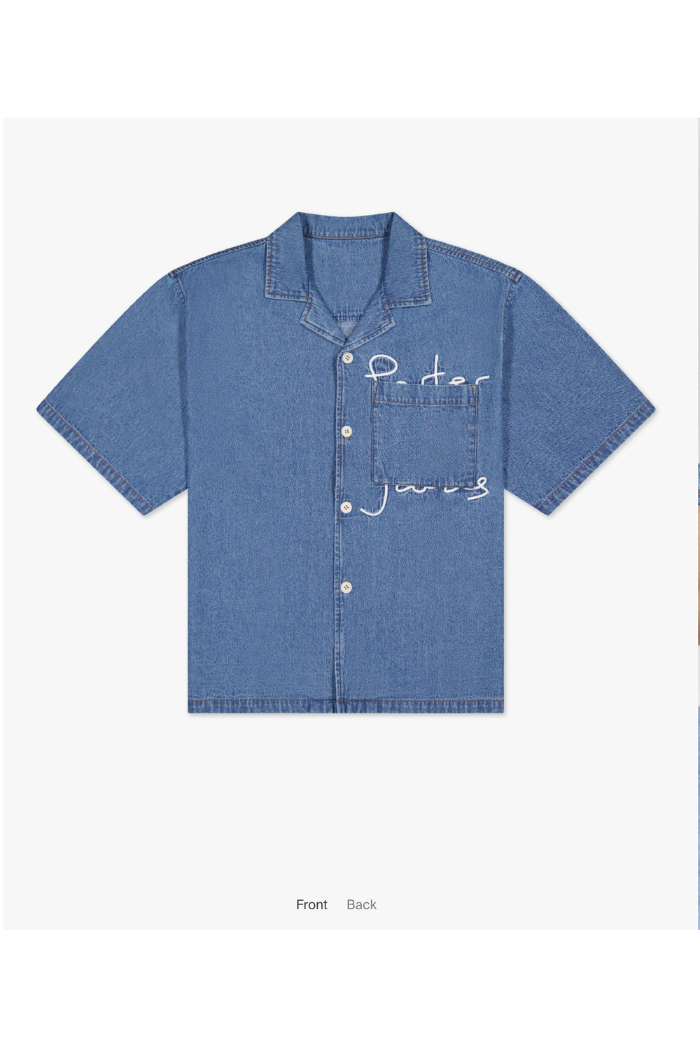 Revere Shirt With Script / Chambray Denim | PORTER JAMES SPORTS | Mad About The Boy