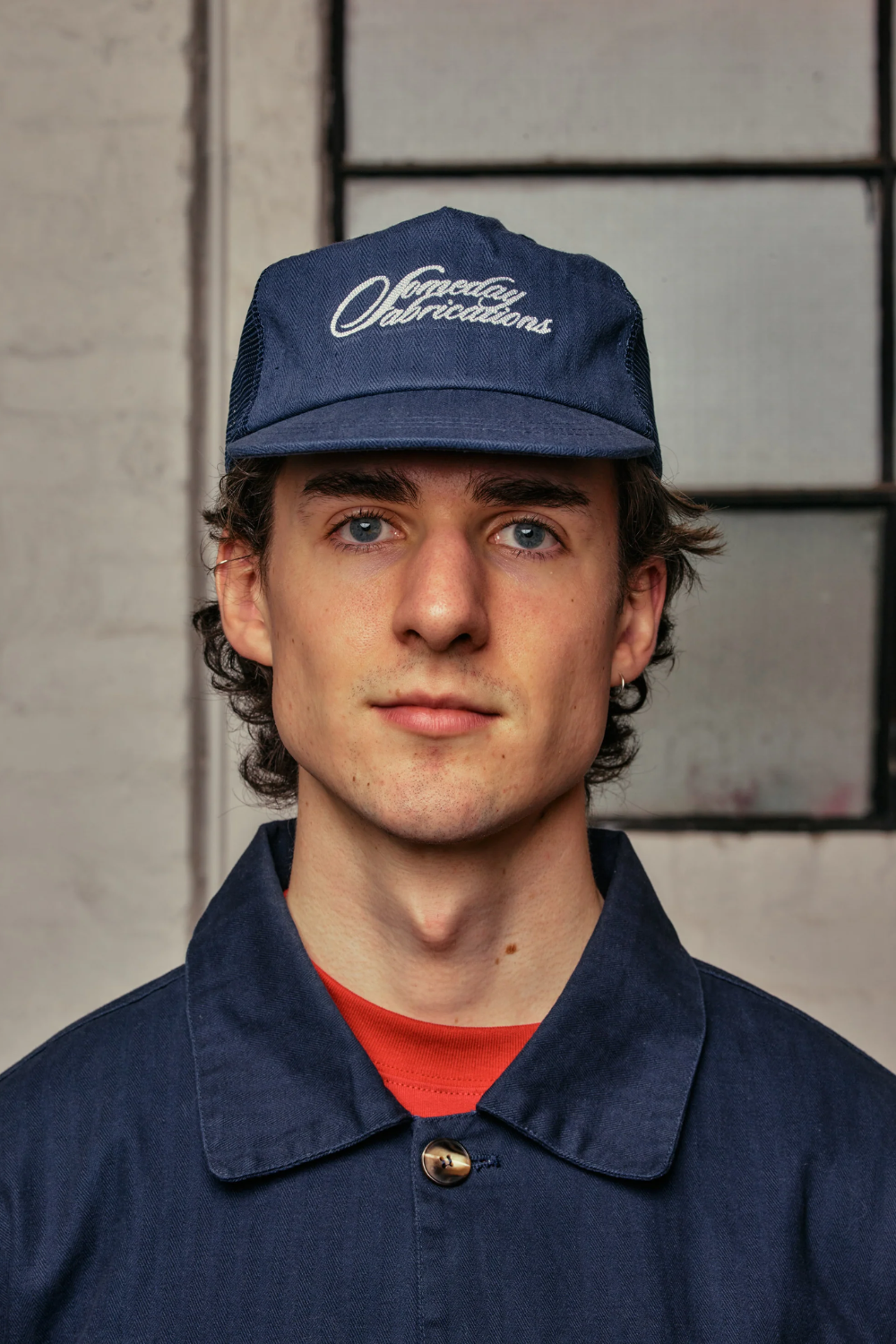 SOMEDAY FABRICATIONS SCRIPT HBT TRUCKER CAP | NAVY | Someday Fabrications | Mad About The Boy