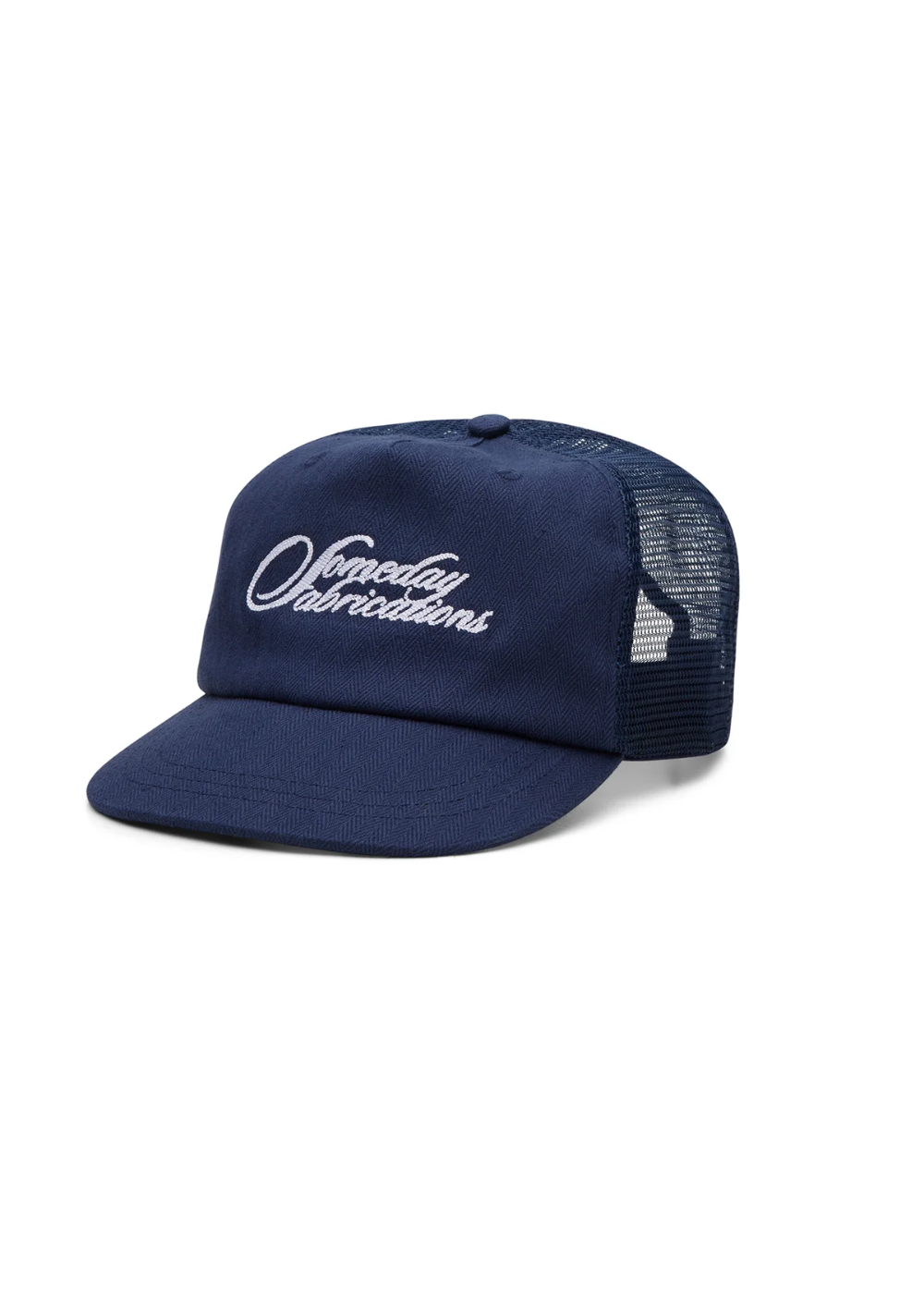 SOMEDAY FABRICATIONS SCRIPT HBT TRUCKER CAP | NAVY | Someday Fabrications | Mad About The Boy