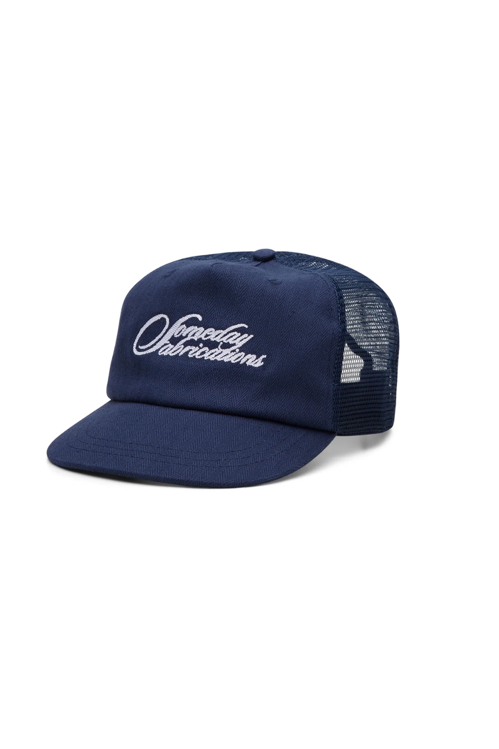 SOMEDAY FABRICATIONS SCRIPT HBT TRUCKER CAP | NAVY | Someday Fabrications | Mad About The Boy