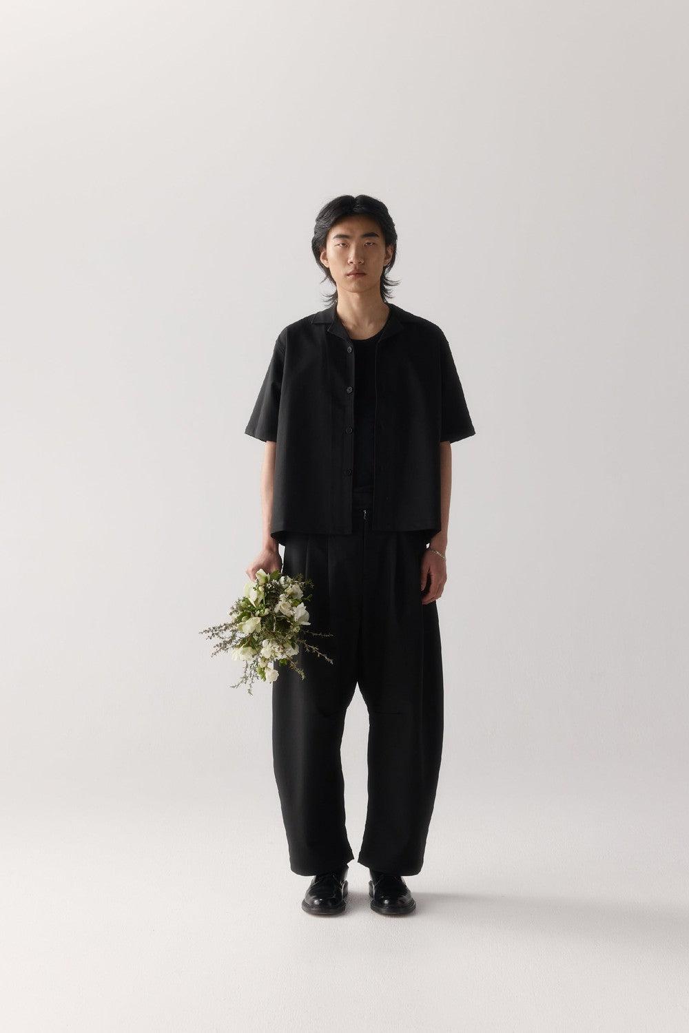 Dart Knee Pleated Trousers / Black Suiting | PORTER JAMES SPORTS | Mad About The Boy