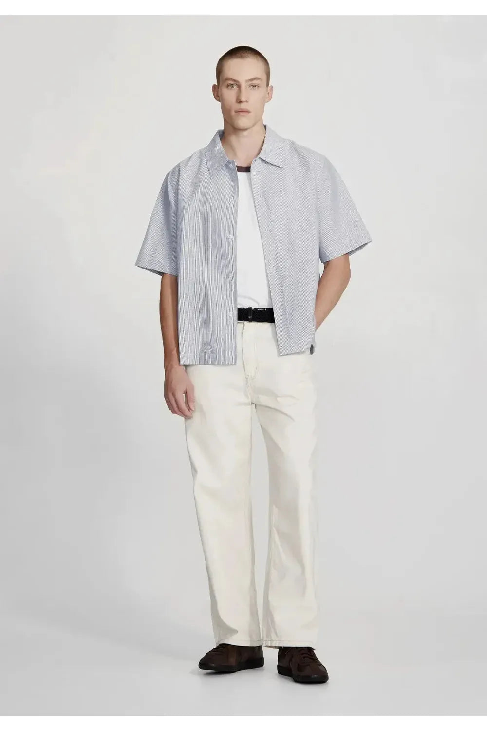 Linen Blend Box Fit Shirt - Blue Stripe COMMONERS | COMMONERS | Mad About The Boy