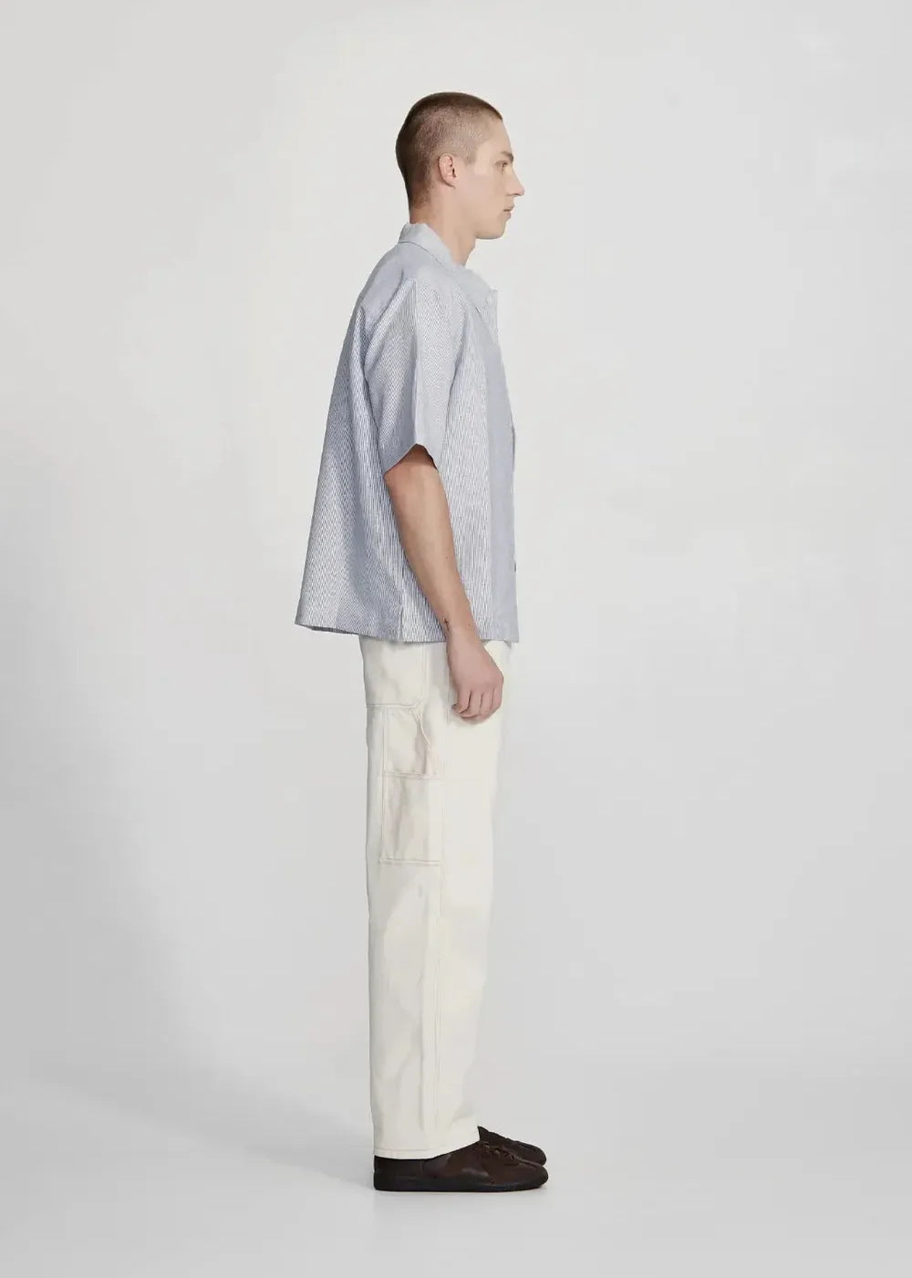 Linen Blend Box Fit Shirt - Blue Stripe COMMONERS | COMMONERS | Mad About The Boy