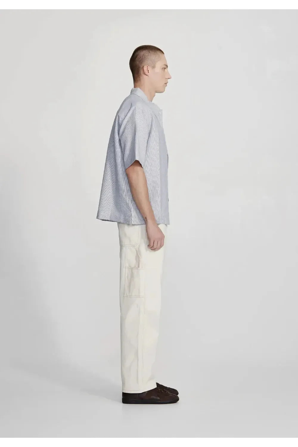 Linen Blend Box Fit Shirt - Blue Stripe COMMONERS | COMMONERS | Mad About The Boy