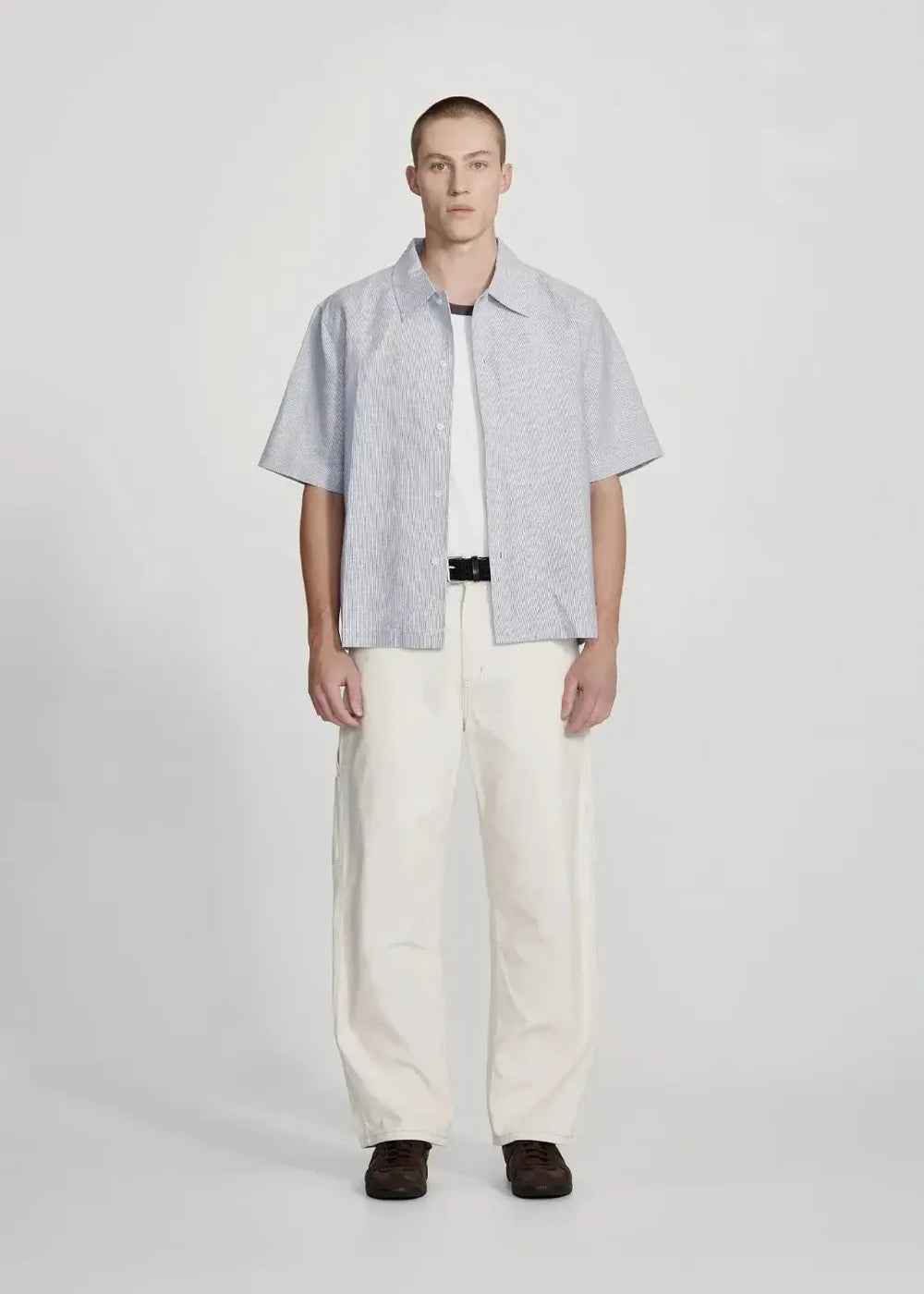 Linen Blend Box Fit Shirt - Blue Stripe COMMONERS | COMMONERS | Mad About The Boy