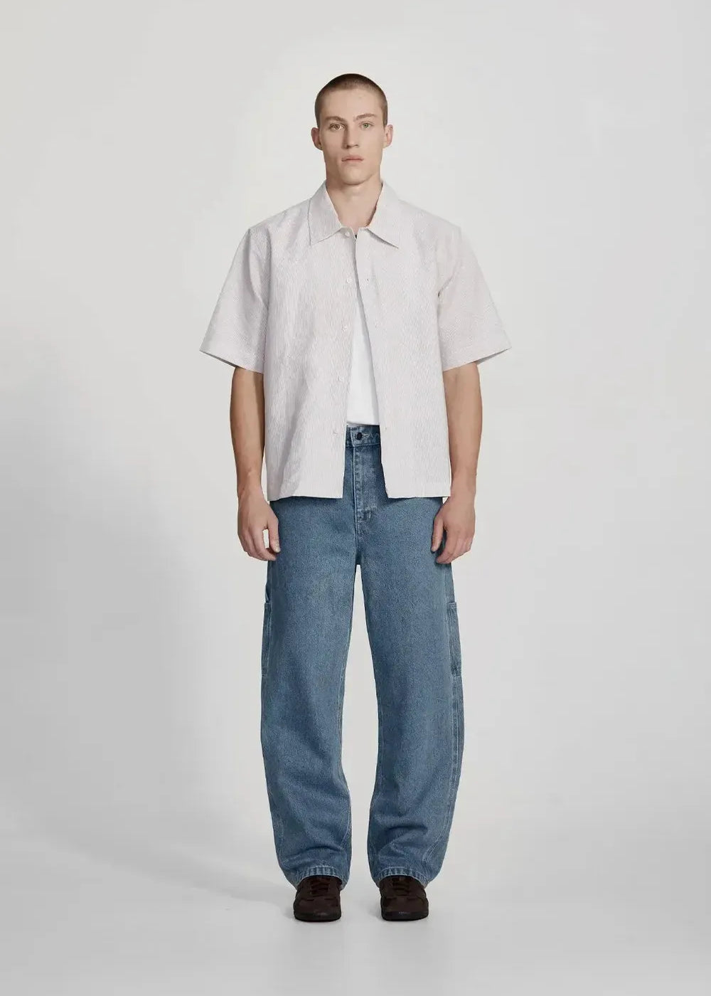 Linen Blend Box Fit Shirt - Tobacco Stripe COMMONERS | COMMONERS | Mad About The Boy